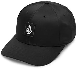 Volcom Adult Quarter Twill Hat – 6-Panel Adjustable Snapback Baseball Cap with Stone Logo, Square Black, One Size