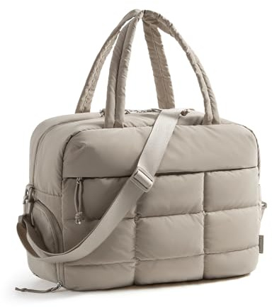 BAGSMART Gym Bag for Ryanair Cabin Bags 40x30x20, 23L Travel Bag with Shoe Compartment, Carry on for Weekend Sport Overnight, Quilted Holdall for Women, Padded Laptop Compartment, Grey Brown