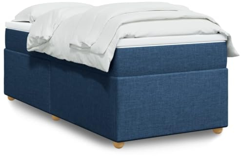 Qnhdfrt Boxspringbett Blau 90x190 cm mit Taschenfederkernmatratze und waschbarer Auflage für erholsamen Schlaf im Gästezimmer oder Jugendzimmer