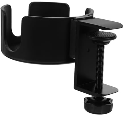 LIFKOME Soporte de Vaso con Clip para de Mesa Anticaída con Gancho Inferior para Almacenamiento Extra para Escritorio Oficina y Hogar Soporte Seguro para Tazas y Accesorios Pequeños