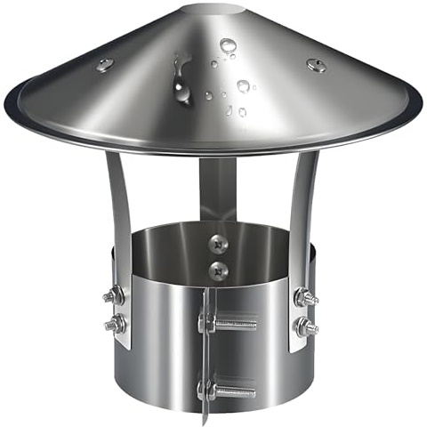 Cappello for Camino Conico, Tappo per Pioggia a Tetto Rotondo, 90 100 130 150 180 210 250mm Comignolo Canna Fumaria, Copertura di Sfiato in Acciaio Inox(130mm/5.1in)