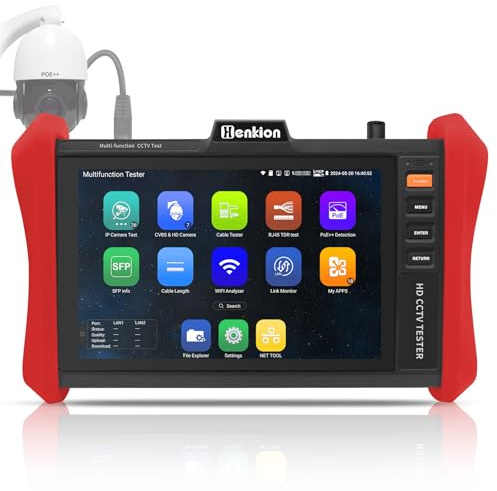 Monitor Probador de CCTV 4K 12MP - Tester Cámaras IP con PoE++ Máx 90W - Probador Cámaras 8MP TVI/CVI/AHD/CVBS Coaxial, Módulo SFP 1CH, WiFi, Herramientas Red, Tester de Cables, HD/VGA, Detección PoE