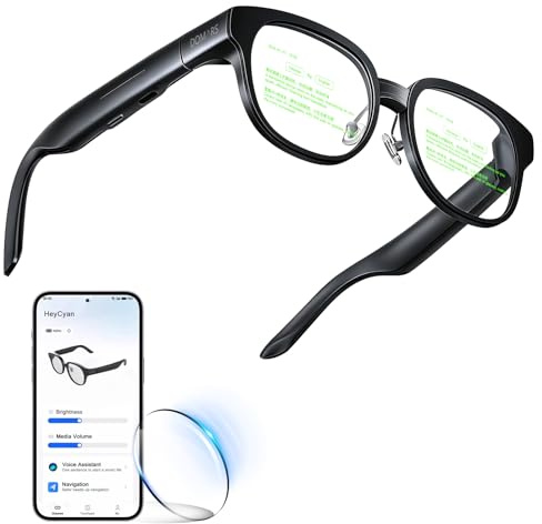 Domars Gafas Inteligentes con Pantalla AR, Teleprompter Invisible y Traducción en Tiempo Real con IA en 40 Idiomas, Bluetooth con IA para Discursos, Viajes, Gafas de Sol para Hombre y Mujer (1)