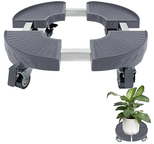 JRUKM Pflanzenroller Rund Ø39-52cm Einstellbare, Außenbereich Rollbrett Blumenroller mit 360 ° Drehbare Rädern, Transporthilfe Transportroller für Pflanzen