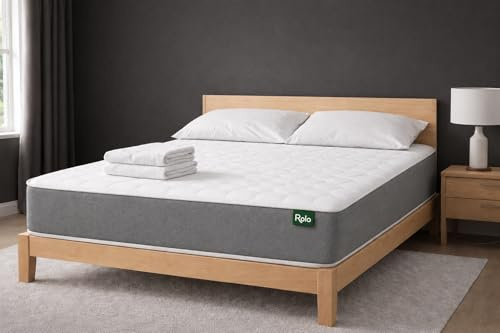 Rolo Eco Hybrid Spring Foam Mattress 6.5 Inch Depth Soft Comfort Mattress with Breathable Knit Cover & Supportive Foam Layer, Grey Border Mattress. (3FT Single)
