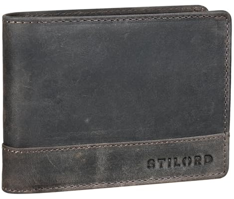 STILORD 'Lucius' Vintage Portemonnaie Leder Herren mit Münzfach & RFID-Schutz Geldbörse Männer Bifold Klappbar Brieftasche Portmonee Geldbeutel Geldtasche Wallet Echtleder, Farbe:dunkel - braun