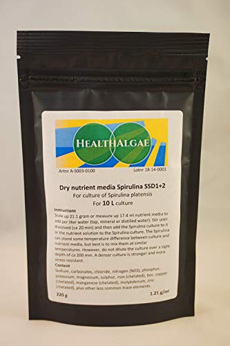 HealthAlgae Spirulina platensis Grow medium (10 L) Trockenmedium SSD1 + 2 für lebende Algenkultur, Spirulina-Kulturdünger, Algenkulturdünger (10L)