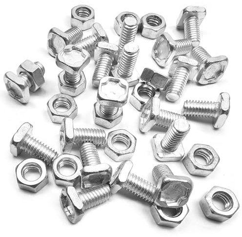 HONGCI 60 Pack Greenhouse Nuts and Bolts - Square Head 10mm Aluminium - Greenhouse Accessories