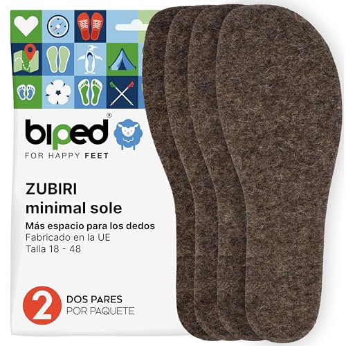 biped minimal sole ZUBIRI - 2 par sulor för barfotaskor - sulor i äkta ullfilt - passar minimalistiska skor för både vuxna och barn(43)