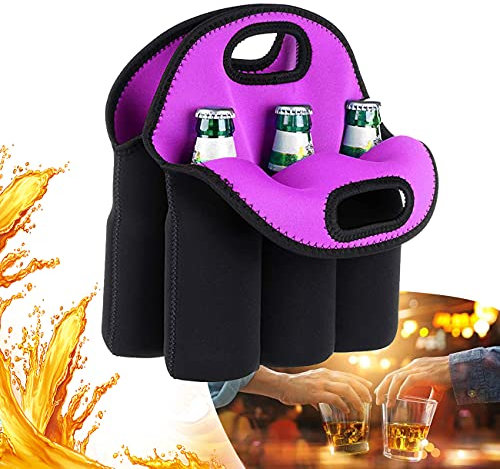 ZhiLianZhao Borsa Porta Bottiglie Neoprene, Porta Bottiglia Termico, con Soft Durable, per Vino, Acqua, Champagne, Birra,Viola
