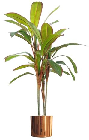 Leaf Palm Künstliche Palmpflanze mit Blättern, Dracaena Kupferblatt, 100 cm