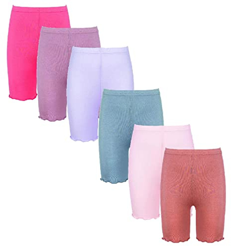 dPois Set med 6 leggings, korta bomullsshorts, cykelbyxor, pojkshorts, trosor, cykelbyxor med volangfåll, barn, sport, cykling, korta byxor, Typ E, 80-92