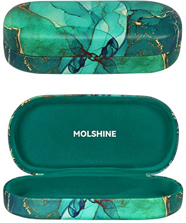 molshine Étui rigide pour lunettes de soleil en cuir PU, étui classique extra large pour lunettes de soleil et lunettes surdimensionnées (Vert émeraude)