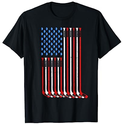 Cool Hockey Art For Men Women American Flag Hockey Goalie T-Shirt