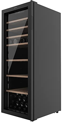 Cecotec Vinoteca de 98 Botellas Bolero GrandSommelier B98Black. 203 L, Sistema Compresor de Enfriamiento, Display, Control Táctil, Temperatura Regulable y Luz LED interior