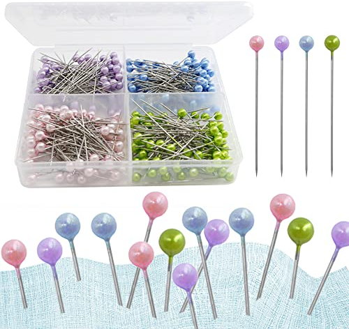 SIYINGSAERY 320 Stück Bunte Stecknadeln 38mm mit Kopf, Edelstahl, Mehrfarbig, Fstecknadeln, Quiltnadeln, Nähnadeln für Basteln, Nähen, Säumen