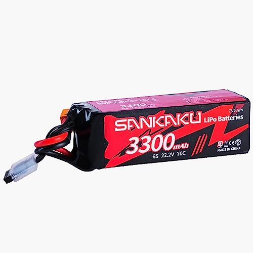 SANKAKU 22,2V Lipo Akku 3300mAh 70C 6S RC Akku Stecker XT60 für RC Flugzeug Quadrocopter Hubschrauber Drohne FPV Hobby