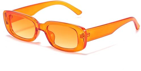 WDZAYXC Gafas de sol rectangulares vintage para hombre y mujer, gafas de sol de moda retro con montura cuadrada, gafas con protección UV400