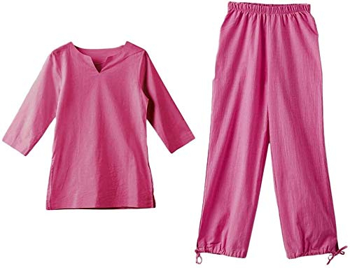 Vier-Jahreszeiten-Tai-Chi-Uniform-Set, Kampfsportanzug für Damen, Zen-Meditationsanzug, Tai-Chi-Uniform, chinesische Kung-Fu-Kleidung aus Baumwolle, Zen-Meditations-Yoga-Anzug (Farbe: Rose, Größe: UK