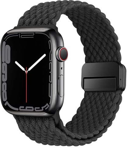HITZEE Kompatibel mit Apple Watch Armband 49/46/45/44/42/41/40/38, Geflochten Band mit Magnetisch Schließe Entworfen für iWatch Ultra 3/2/1 Serie 11 10 9 8 7 SE3 6 5 4 (42/44/45/46/49, Schwarz)