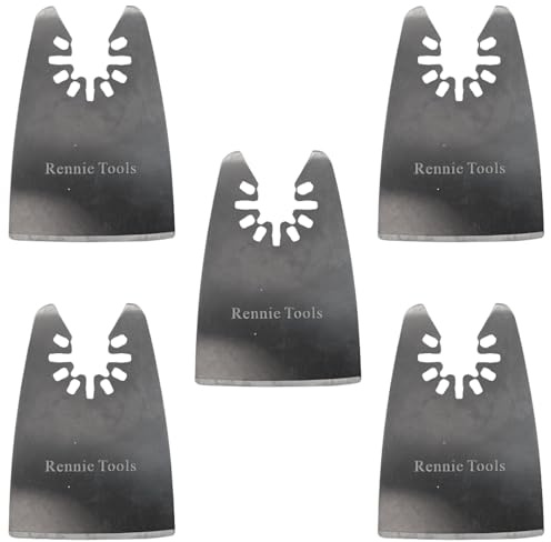 5 X Rennie Tools 50mm Flat Scraper Blades/Oscillating Multitool Blades | For Scraping Cutting Removing Paint Caulk Adhesive Sealant Compatible With Stanley Worx F30 Erbauer Dewalt Multi Tools Etc