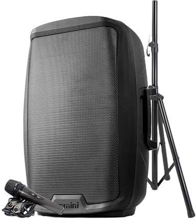 Enceinte Active Gemini AS-2115BT-PK, Boomer 15, Puissance 2000W, USB SD Bluetooth Radio FM, TWS, Pied, Microphone