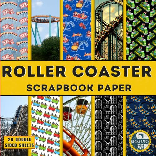 Roller Coaster scrapbook paper 20 Double Sided Sheets: Versatile Decorative craft Papers for Wrapping, Junk Journals & Mixed Media, Card Making and more
