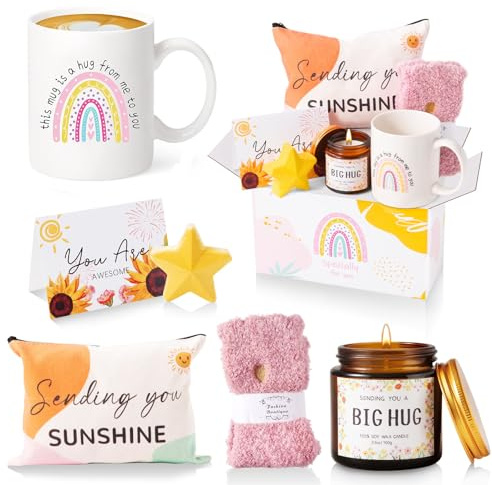 MUJUZE “Hug”Geschenk für Frauen,Sonnenschein Geschenkbox | Gute Besserung Geschenke Frauen,Get Well Soon Gift Care Paket,Geschenk Set für Beste Freundin,Schwester,Mutmacher Geschenk