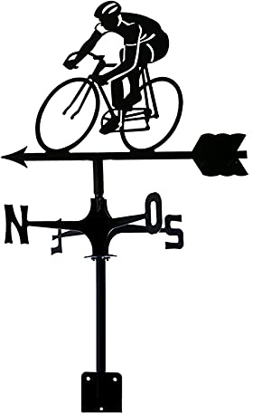 ZAANU Girouette en métal girouette extérieure en Fer girouette en Acier Inoxydable girouette indicateur de Direction du Vent Outil de Mesure du Vent de Chasse Noir (Course de vélo)