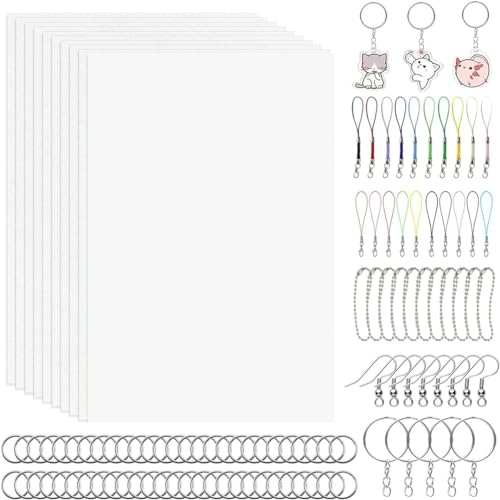 yomoe 170-Teiliges Set mit Schrumpffolien, Schrumpfkunstpapier mit 15 Schrumpffolien, für Basteln und Herstellen Von Schmuck, 21 X 14,5 cm