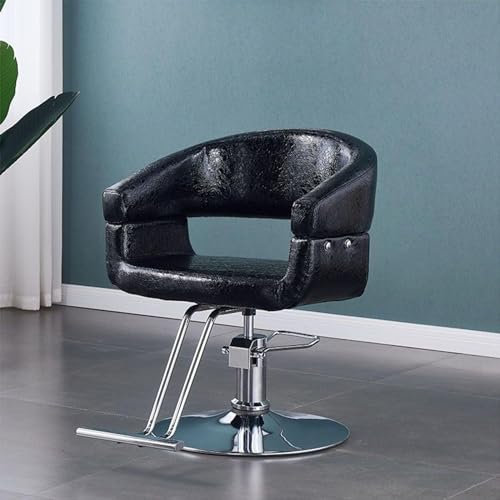 ERKANZHI Friseurstuhl höhenverstellbar Bodenplatte aus Edelstahl, Friseursessel, Coiffeurstuhl, Friseureinrichtung 360° Drehbar für Spa Tattoo SHO,Schwarz