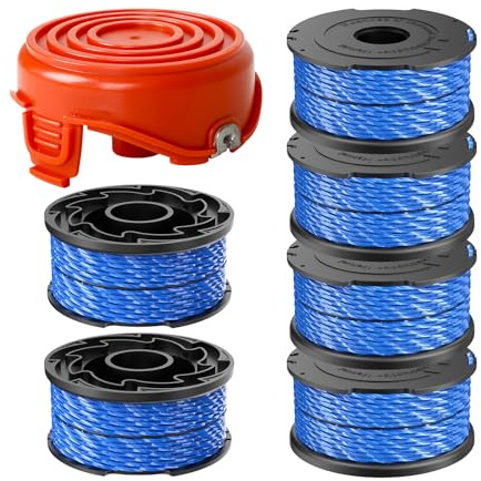 Strimmer Spool and Spool Cover Compatible with Black&Decker GL315, GL337, GL350, GL650, GL652, A6441&597862-00 Replacement Spool, Φ 1.65mm 12.2m Nylon Replacement Spools Line (6 Spool + 1 Cover)