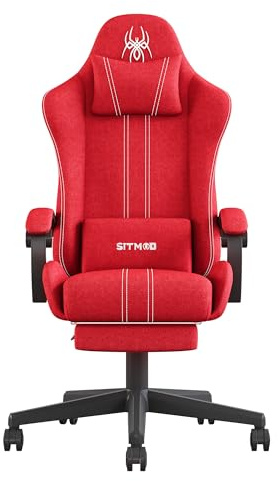 SITMOD Gaming Stuhl, Ergonomischer Bürostuhl mit Premium Stoff, Atmungsaktiv und Komfortabel, Verstellbare Rückenlehne, Drehbarer Schreibtischstuhl mit Fußstütze für PC und Gaming