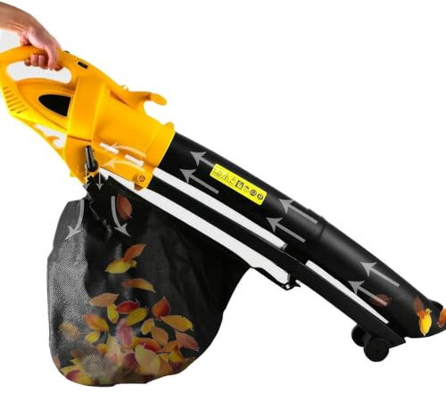 Aspirateur souffleur de feuilles de jardin électrique 3 en 1, broyeur et aspirateur de jardin 3000 W avec sac de collecte de feuilles de 35 L, 6 niveaux de réglage, rapport de déchiquetage 10:1