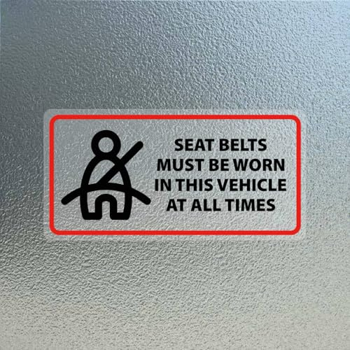 YIKIADA 10 Pack Seat Belts Must Be Worn in This Vehicle Sticker 100 × 50mm | Caution, Warning, Safety Sign, Self Adhesive, Vinyl, Waterproof, Decal for Car Taxi Truck Business Window