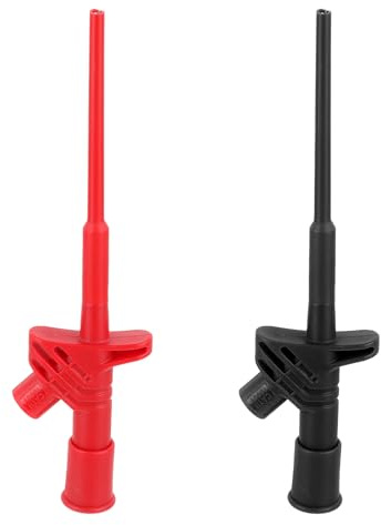 2 Stück Multimeter Kabel Prüfsonde, Professionelle Isolierte Schnell Test Haken Clip, Prüfspitze Isolierte 10a Krokodilklemme Prüfsonde Mit 4mm Bananenbuchse Schnell Prüfklammer Abnehmbare Sonde Multi