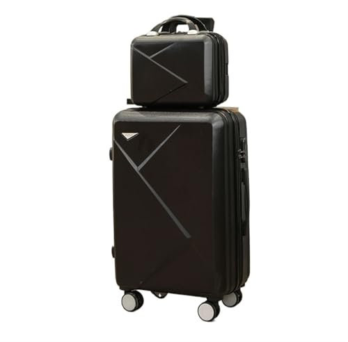 BMDOZRL Koffer Set Koffer in Volltonfarbe, leiser Trolley mit Universalrädern und Passwort, mehrere Größen, großes Fassungsvermögen, Bordkoffer(Black,24IN_with Handbag)