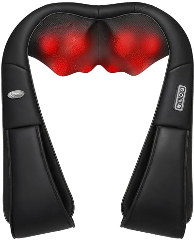 Neck Massager with Heat for Neck Pain, Deep Tissue 3D Kneading, Back Massager for Pain, Shiatsu Massager for Neck, Back, Shoulder, Foot and Leg, at Home and Car, Gifts for Men and Women