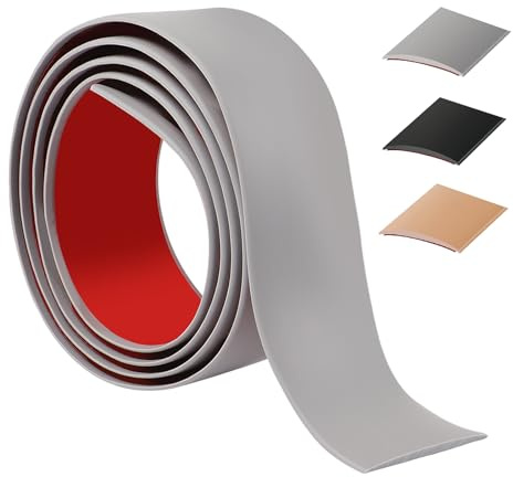 100cm Striscia di soglia Autoadesivo,Flessibile Profilo di Transizione PVC, Strisce di Transizione Per Soggiorno,Transizione del pavimento Per Unire Le Fughe Del Pavimento/Piastrelle(5cm，Grigio）