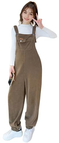 LAEMILIA Maternity Overalls for Pregnant Women Corduroy Dungarees Pregnancy Jumpsuit Ladies Cord Bib Pants with Pockets Adjustable Wide Leg Fleece Lined Trousers M-XXL