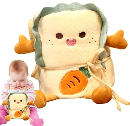 Coperta da tiro con cartoni animati, coperta e cuscino per bambini | Coperta con cuscino in peluche Coperta per toast 2 in 1 | Coperta da viaggio compatta con morbido cuscino imbottito in cartone anim