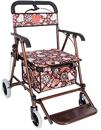 Leichter, zusammenklappbarer Rollator mit vier Rädern, Sitz und Bremsen, Mobilitätshilfe für erwachsene Senioren, ältere Menschen mit Behinderung, rücksichtsvoll