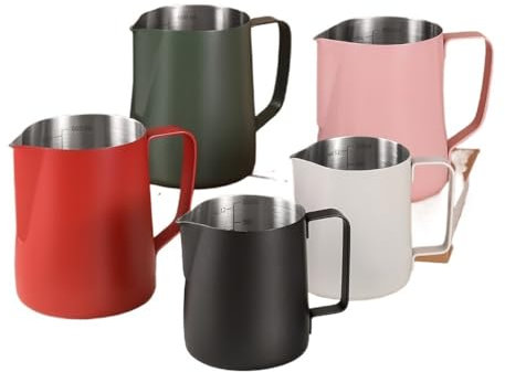 Jarra de espuma de leche de 350/600 ml, acero inoxidable 304, escala precisa, vapor latte arte, espresso, barista, profesional, utensilio de café (600 ml, beige)
