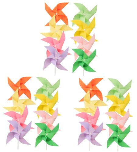 Milisten 24piezas Molinos De Viento De Papel para Pintar Juguetes De Manualidades para Molinos De Viento Sin Terminar Mezclados para Actividades Al Aire y Fiestas
