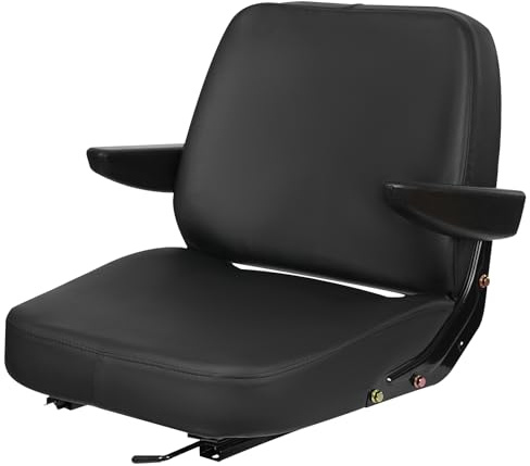 Siège de chariot élévateur universel réglable super doux avec ceinture de sécurité et accoudoir, en cuir synthétique pour tracteur, pelleteuse, chariot élévateur, skid loader