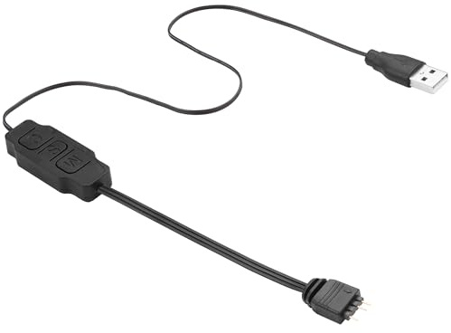 ELFJMZP Controlador LED ARGB, 5 V, 3 pines - 70 cm de longitud total, alimentado por USB, mini controlador RGB con teclas M-S-C, Plug & Play para ventiladores de PC y tiras de luz