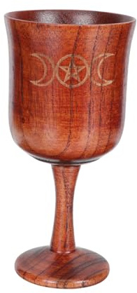 TOYANDONA Cáliz de Madera Natural Herramienta de Sacrificio Pentagrama, Copa Sagrada Decoración Religiosa Vintage para Altar, Objeto de Colección Espiritualidad y Uso Ritual
