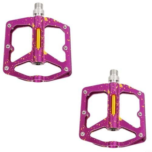 Klapp- und Mountainbike-Pedale mit Rahmen aus Aluminiumlegierung, Präzisionslager, Schnellspannmechanismus und sechs Edelstahl-Stollen verhindern ein Verrutschen (rosa Bandmuster)