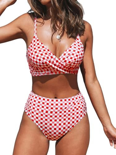 CUPSHE - Bikini da donna, crossover bustier, a vita alta, elegante, 2 pezzi, M