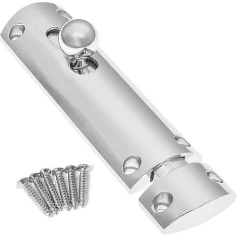 BN Modern Door Bolt 100mm, Brushed Nickel Finish, Surface Mounted Sliding Door Lock for Internal Doors, Bathrooms, Bedrooms, Cabinets & Cupboard
